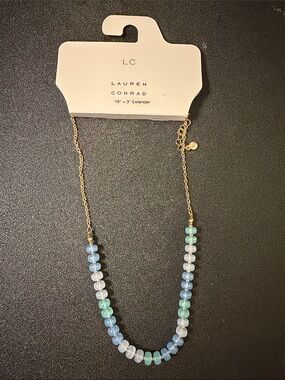 LC Lauren Conrad Gold-Tone Necklace with Blue, Green & White Beads